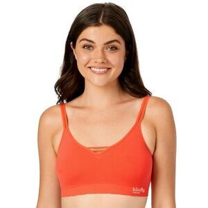 KINDLY YOURS Women’s Red Orange Seamless Pullover V-Neck Bralette Size Large